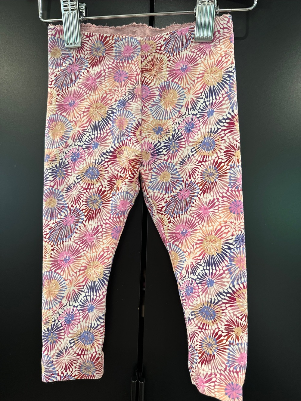 Tea Collection Baby Girls Pink Floral Sunburst‎ Print Leggings 3-6 Months
